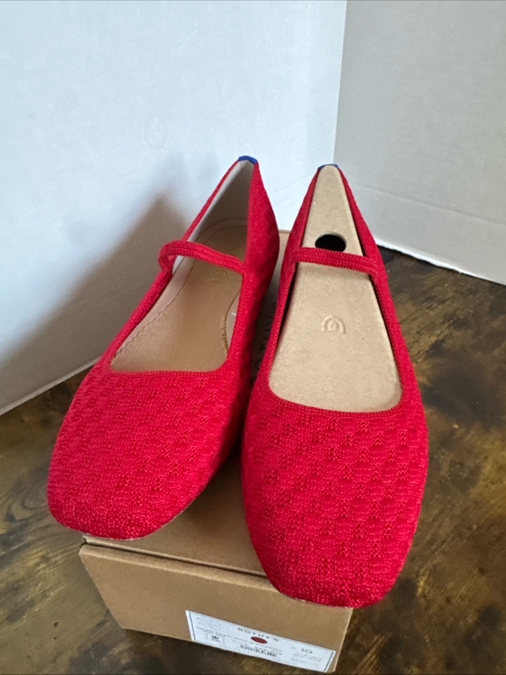 Rothy’s Women’s The Max Square Mary Jane Red Crisp Basketweave Size 10 NEW